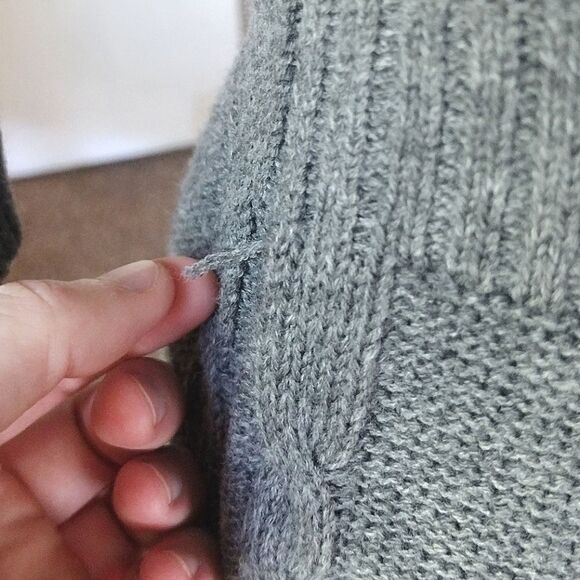 Mak Sweater Women's Size Small Long Gray Embroidered Knit Half Sleeve Dress - Picture 8 of 13